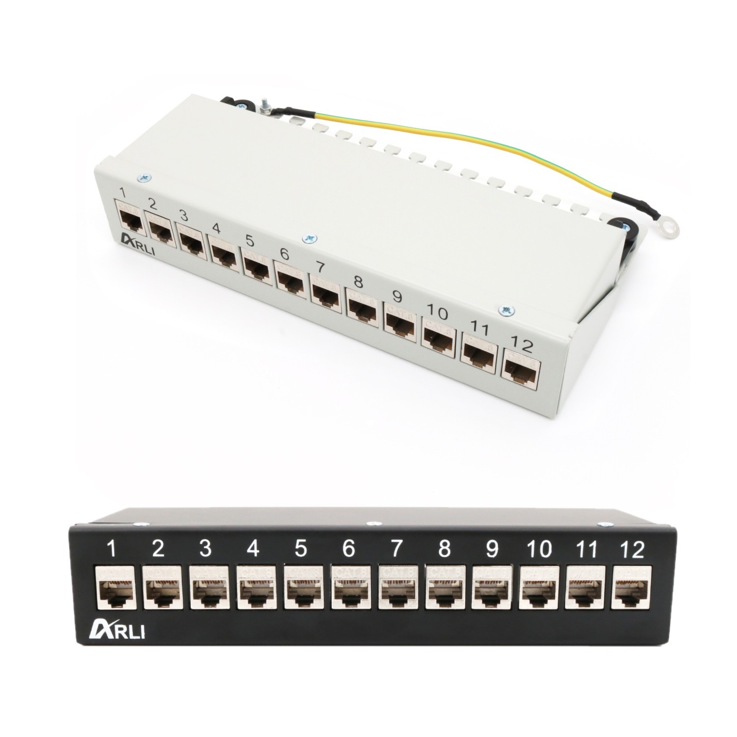 ARLI patch panel con 12 moduli Keystone Cat8.1 – Custodia per patch panel a 12 porte