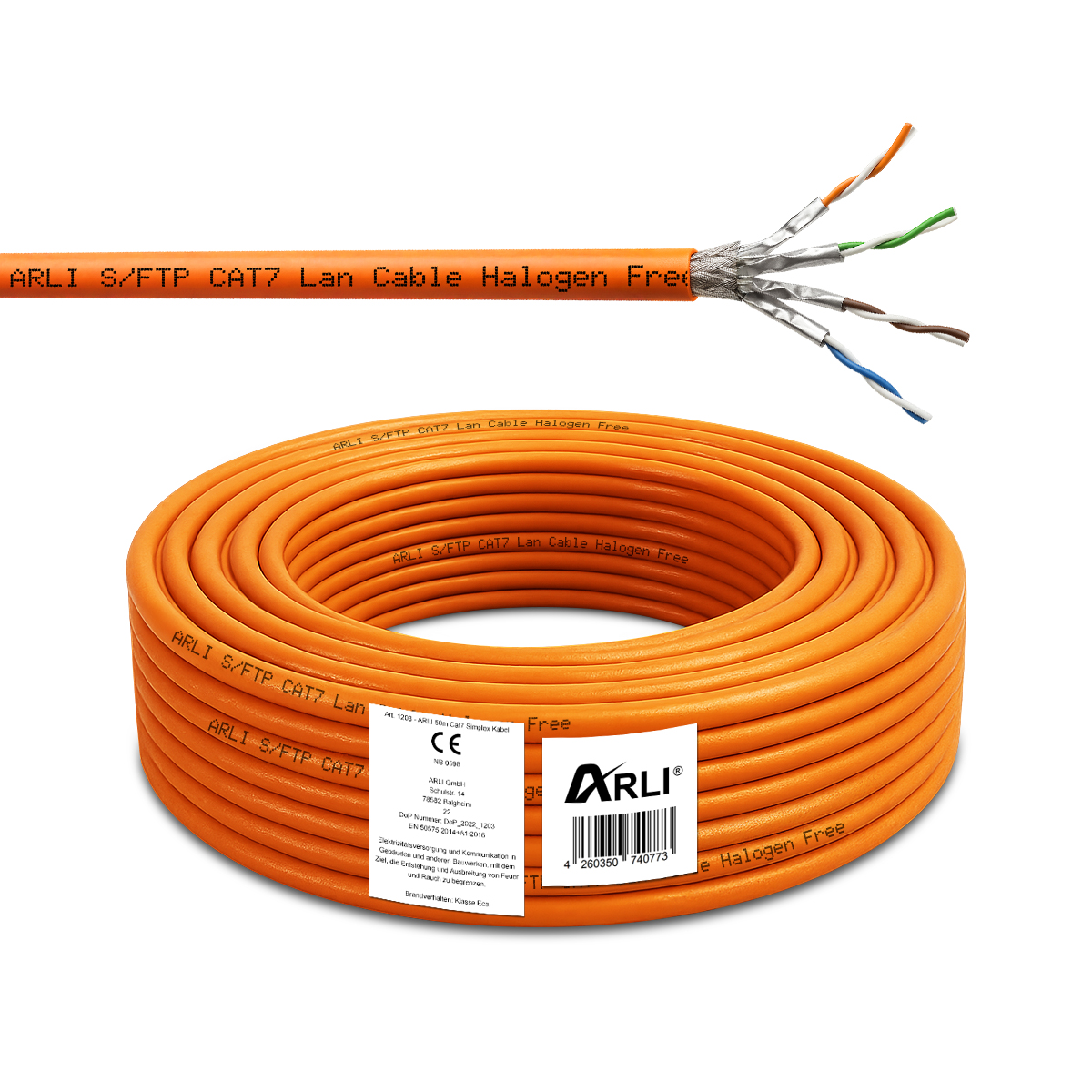 ARLI Cavo di installazione Cat7 50 m S/FTP PIMF privo di alogeni LSZH cavo di rete