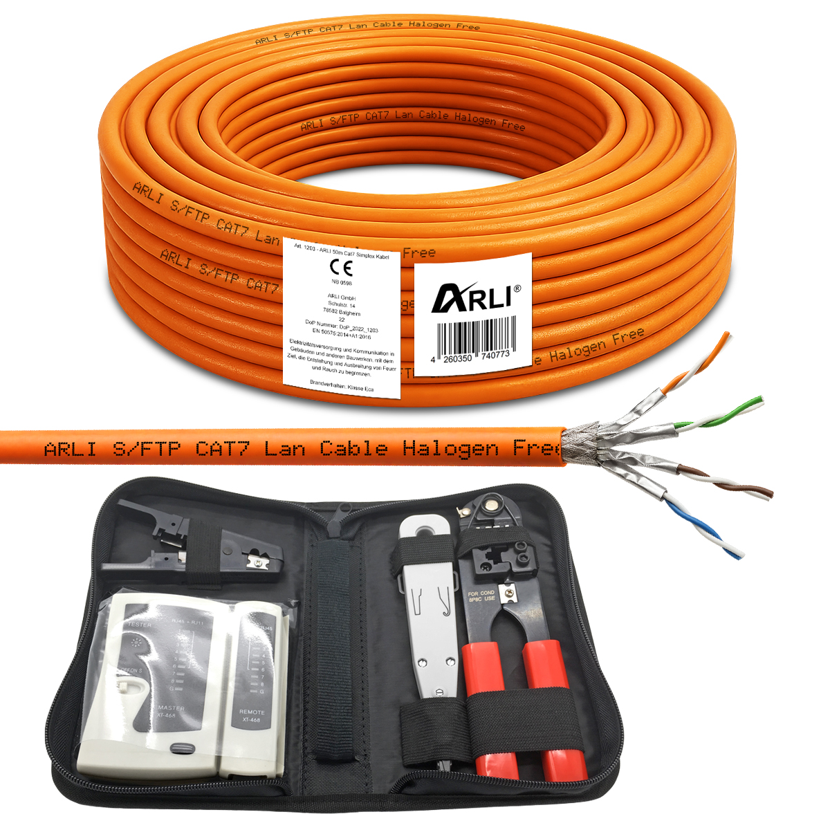 arli lan kabel 25m netzwerkkabel netzwerkdose ethernet cat 7 cat6a patchkabel lankabel verlegekabel datenkabel kat7 kat crimpzange tester kabelmesser lsa werkzeug intallationskabel patchpanel server patchlabel rj45 stecker unterputz AWG23