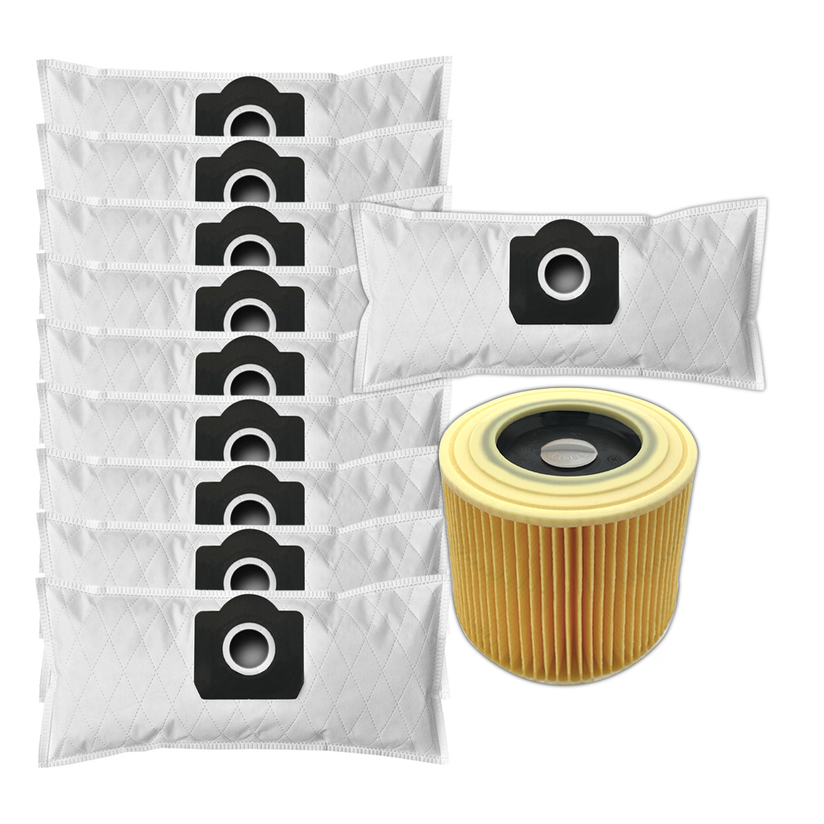 ARLI sacchetti per aspirapolvere compatibili con Kärcher MV3 e WD3 + filtro