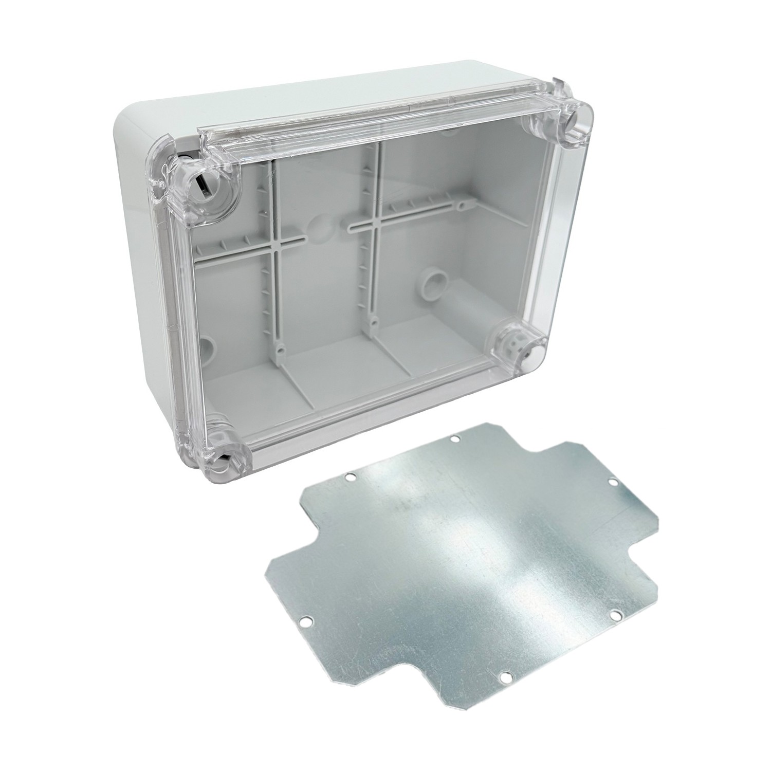 ARLI Scatola di derivazione IP67 con sportello trasparente da parete 190 x 145 x 80 mm, scatola per ambienti umidi con coperchio trasparente incl. piastra di montaggio