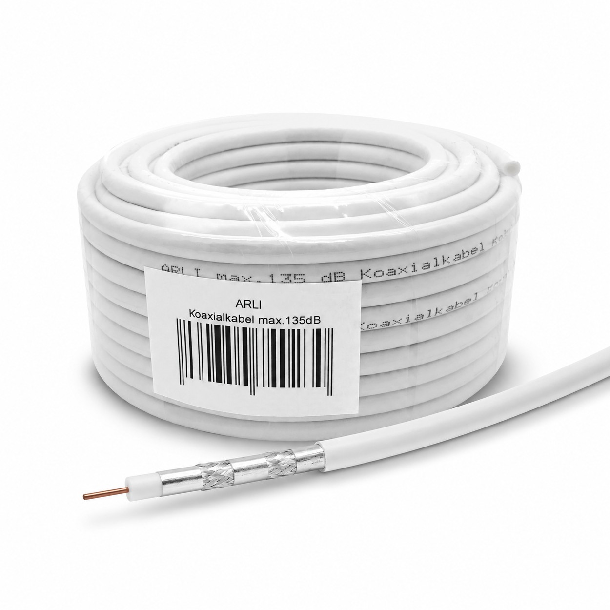 50m ARLI Cavo coassiale 135dB 5 volte schermato – Cavo antenna Sat per DVB-S/S2 DVB-T/T2 DVB-C/C2 4K UHD HDTV