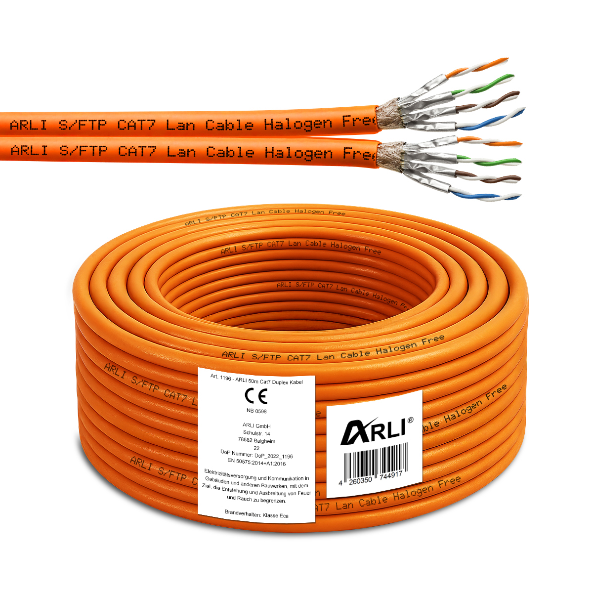 ARLI Cavo di installazione Cat7 Duplex 50 m S/FTP PIMF privo di alogeni LSZH Twin cavo di rete