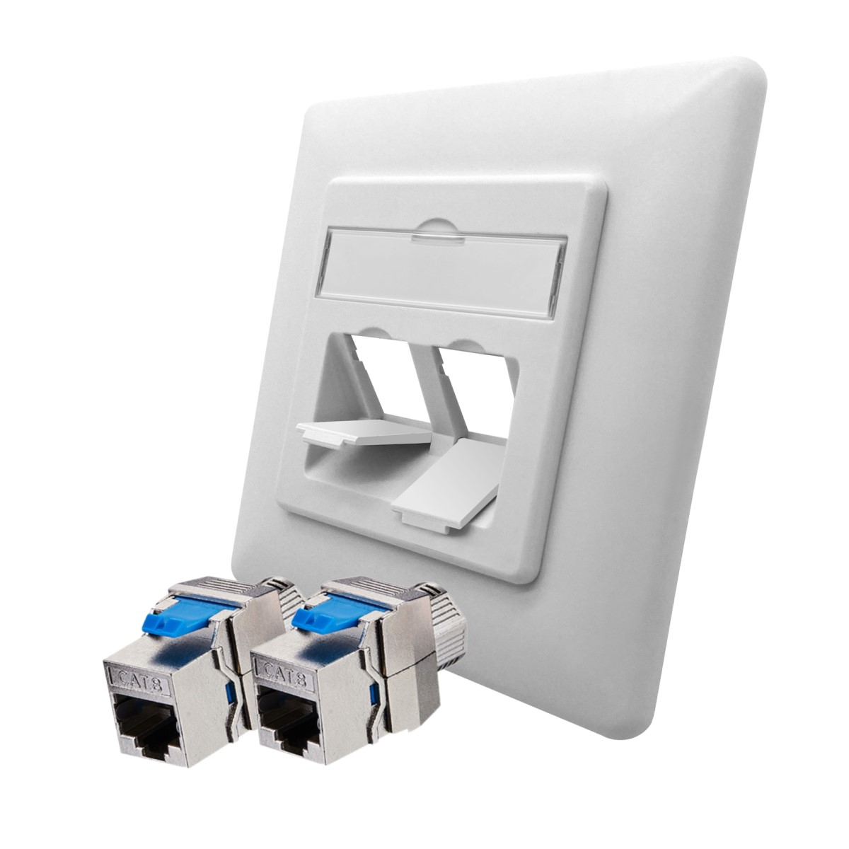 ARLI presa di rete Cat8.1 2 porte (telaio di collegamento + Keystone CAT8.1) - set Cat8