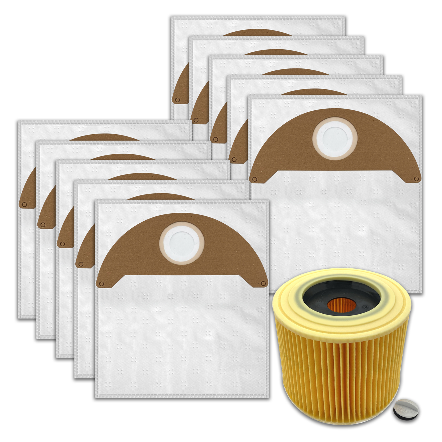 ARLI Sacchetti per aspirapolvere compatibili con Kärcher MV2 WD2 + filtro a cartuccia