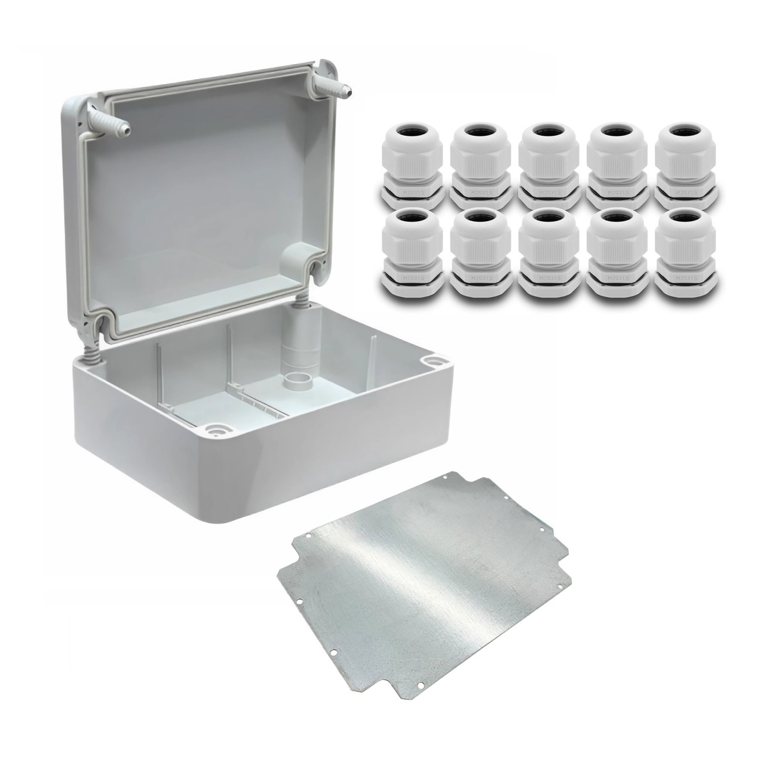 ARLI Scatola di derivazione IP67 da esterno 310 x 230 x 130 mm incl. piastra di montaggio + 10x pressacavi