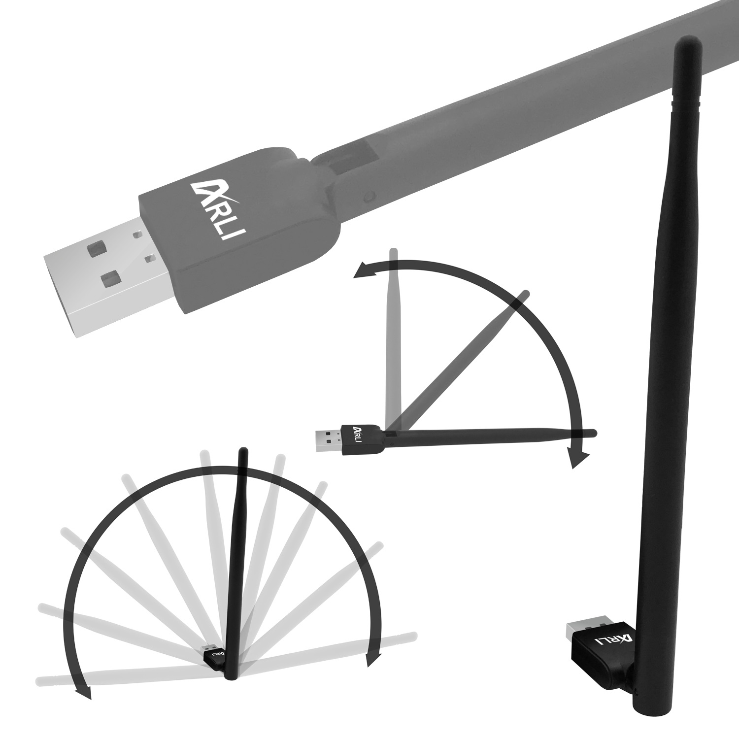 ARLI Stick WLAN 150 Mbit – Adattatore WiFi USB 2.0 con antenna esterna per receiver