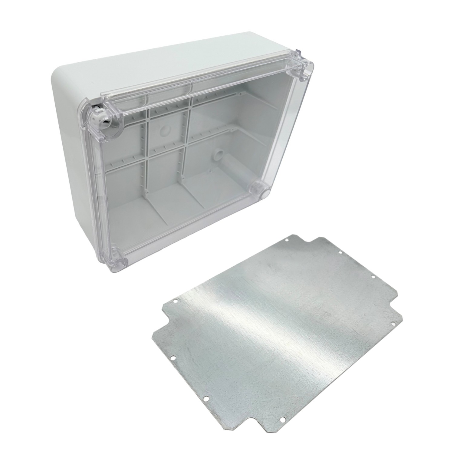 ARLI Scatola di derivazione IP67 con coperchio trasparente a parete 310 x 230 x 130 mm, scatola per locali umidi, coperchio trasparente inclusa piastra di montaggio