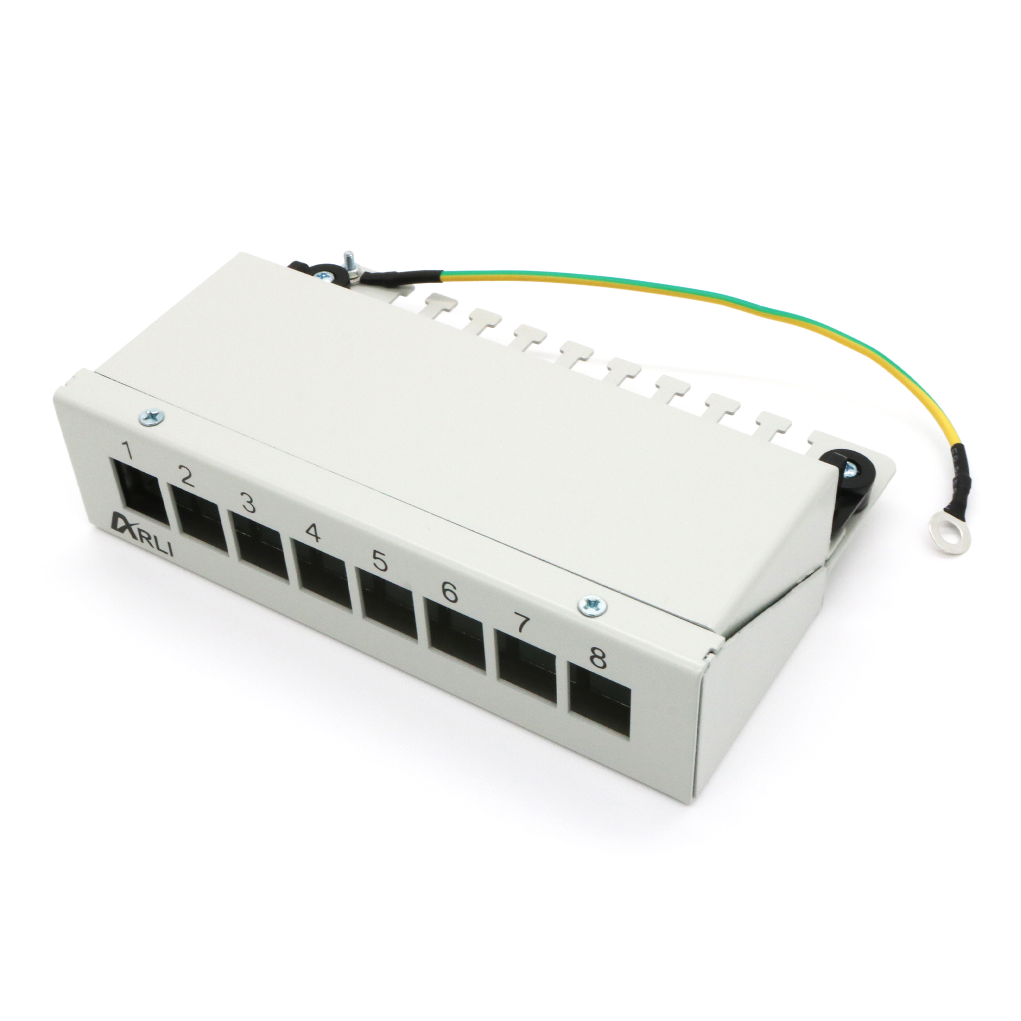 ARLI patch panel per moduli Keystone – alloggiamento patch a 8 porte grigio chiaro