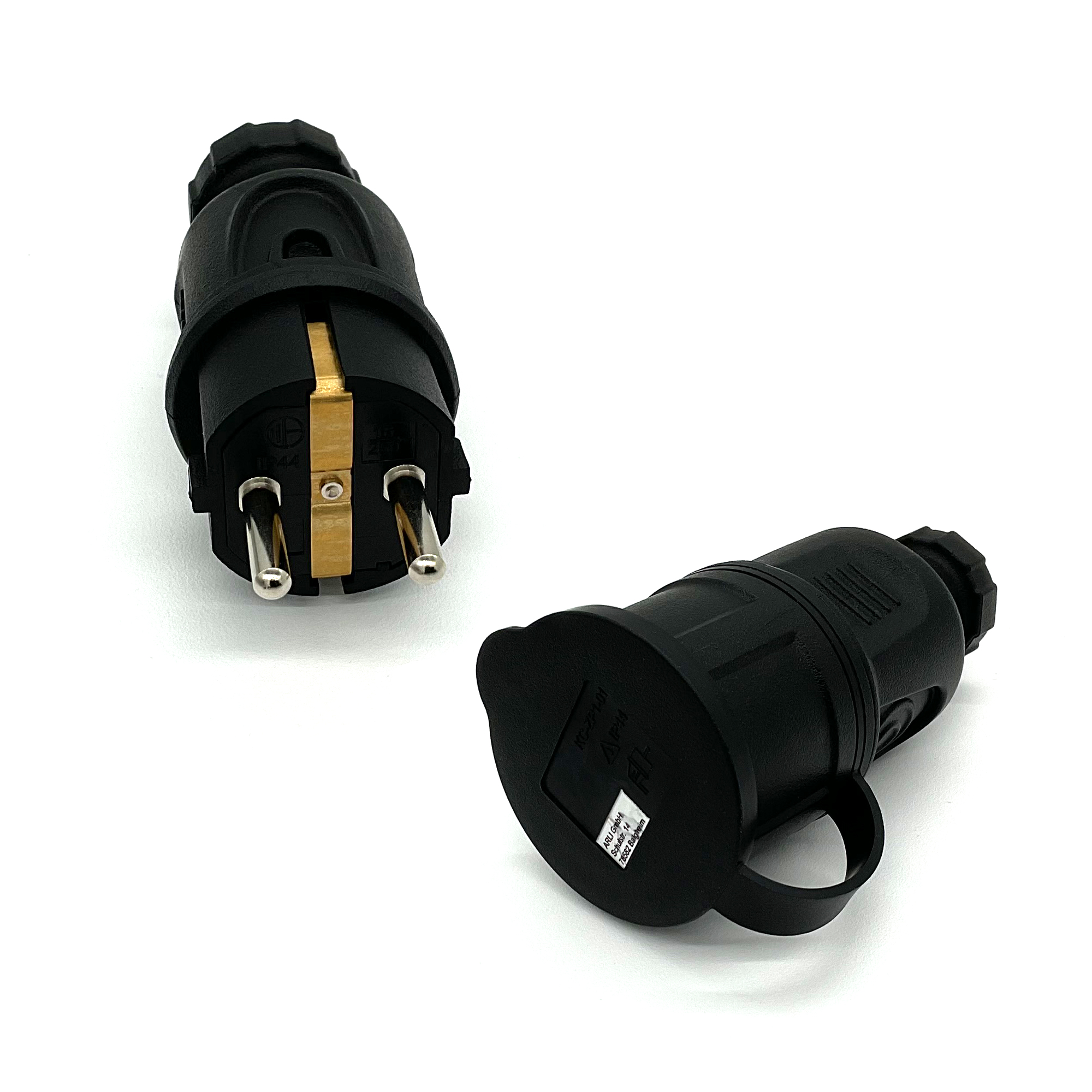 ARLI 1x spina con contatto di protezione + 1x presa con contatto di protezione con coperchio 16A IP44 – set