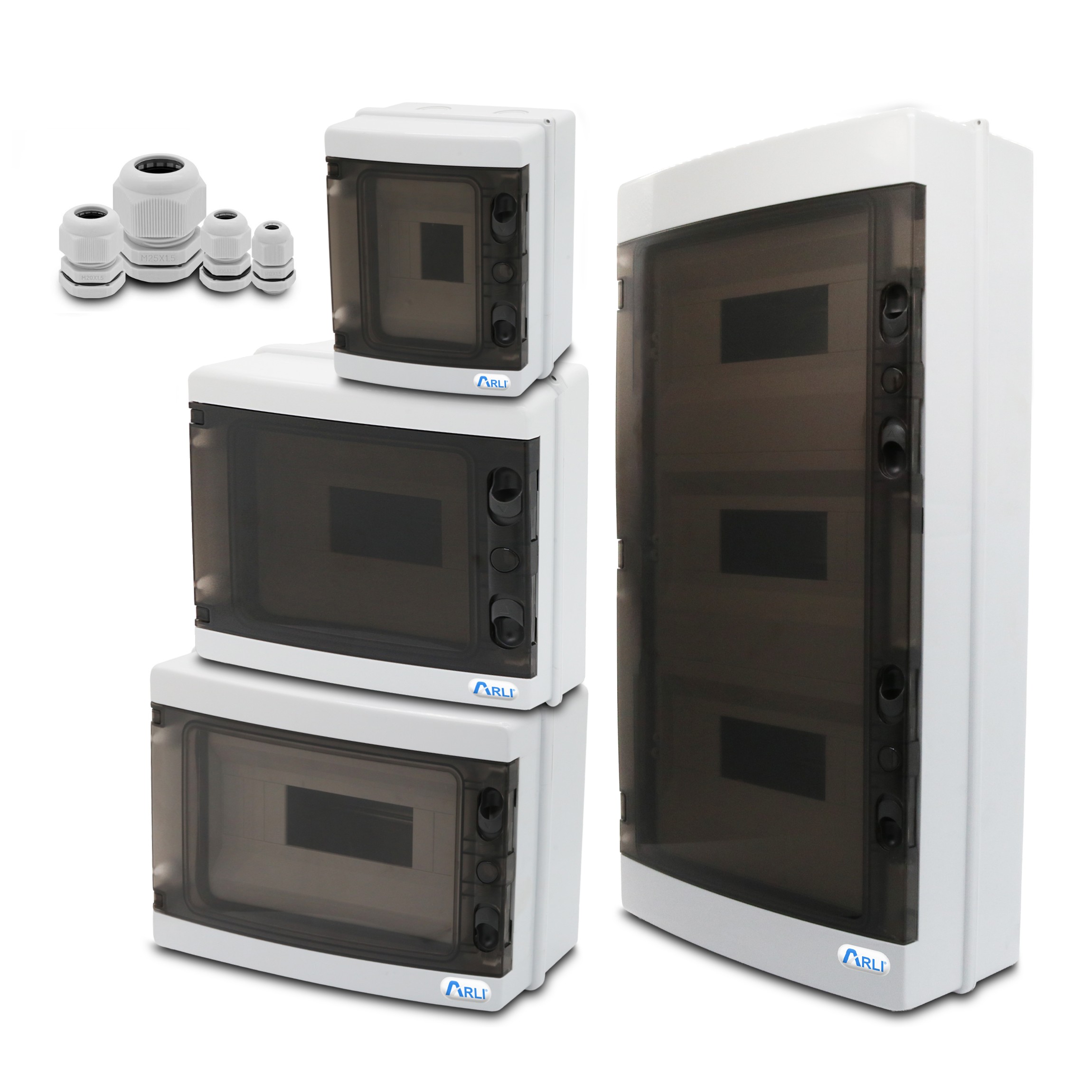 ARLI Sicherungskasten IP65 inkl. Kabelverschraubungen Aufputz Verteilerkasten Feuchtraumverteiler ✔ Auswahl: Module / Größe